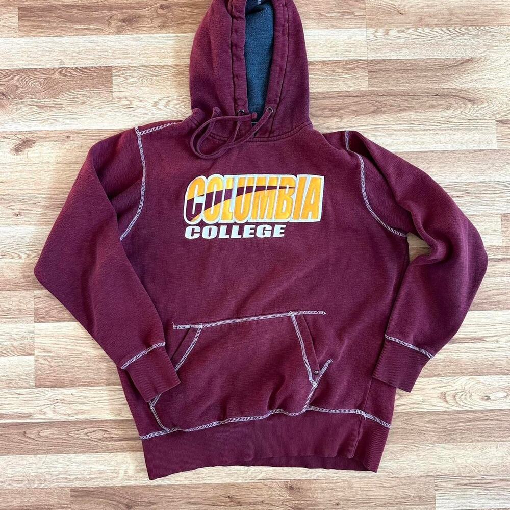 Burgundy Columbia College Hoodie - Size Medium